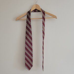 Brooks Brother Maroon Red Yellow Striped Neck Tie 100% Silk